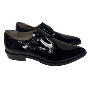 AllSaints Keith Monk Men's Shoes Patent Leather Roller Buckle Black Size 8 NEW